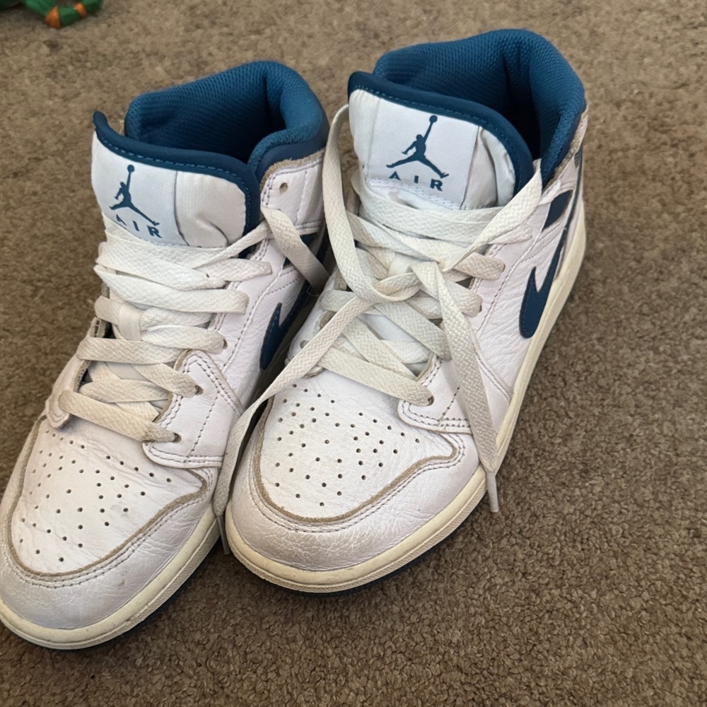 Jordan Kids White and Navy Sneakers